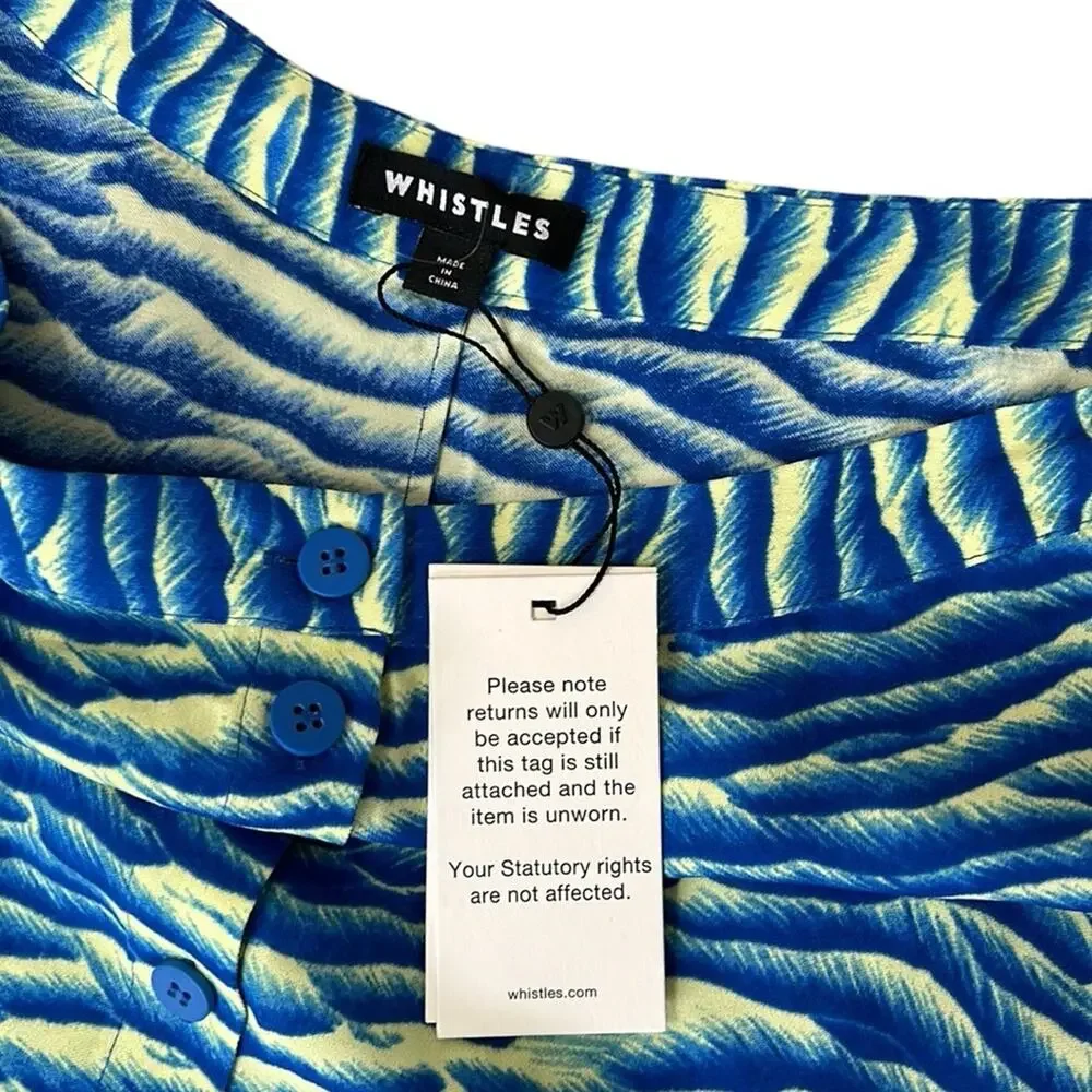 Whistles Sea foam Blue Button Front Midi Skirt, Women’s Size 10 NWT